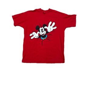 VTG 90s Red Disney Mickey Mouse Breakthrough Climbing AOP T Shirt XL